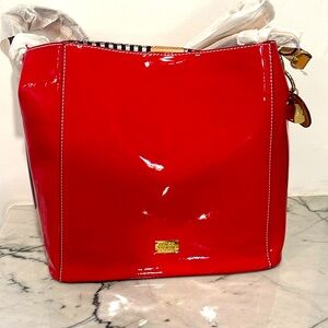 Frances Valentine June Red Patent Leather Shoulder Bag